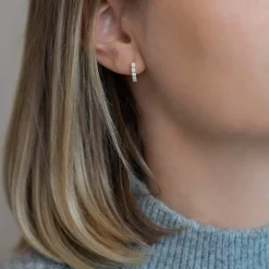 Boucles d'oreilles créoles or 375 blanc zirconia