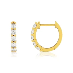 Boucles d'oreilles créoles or 375 jaune zirconias blancs 10 mm