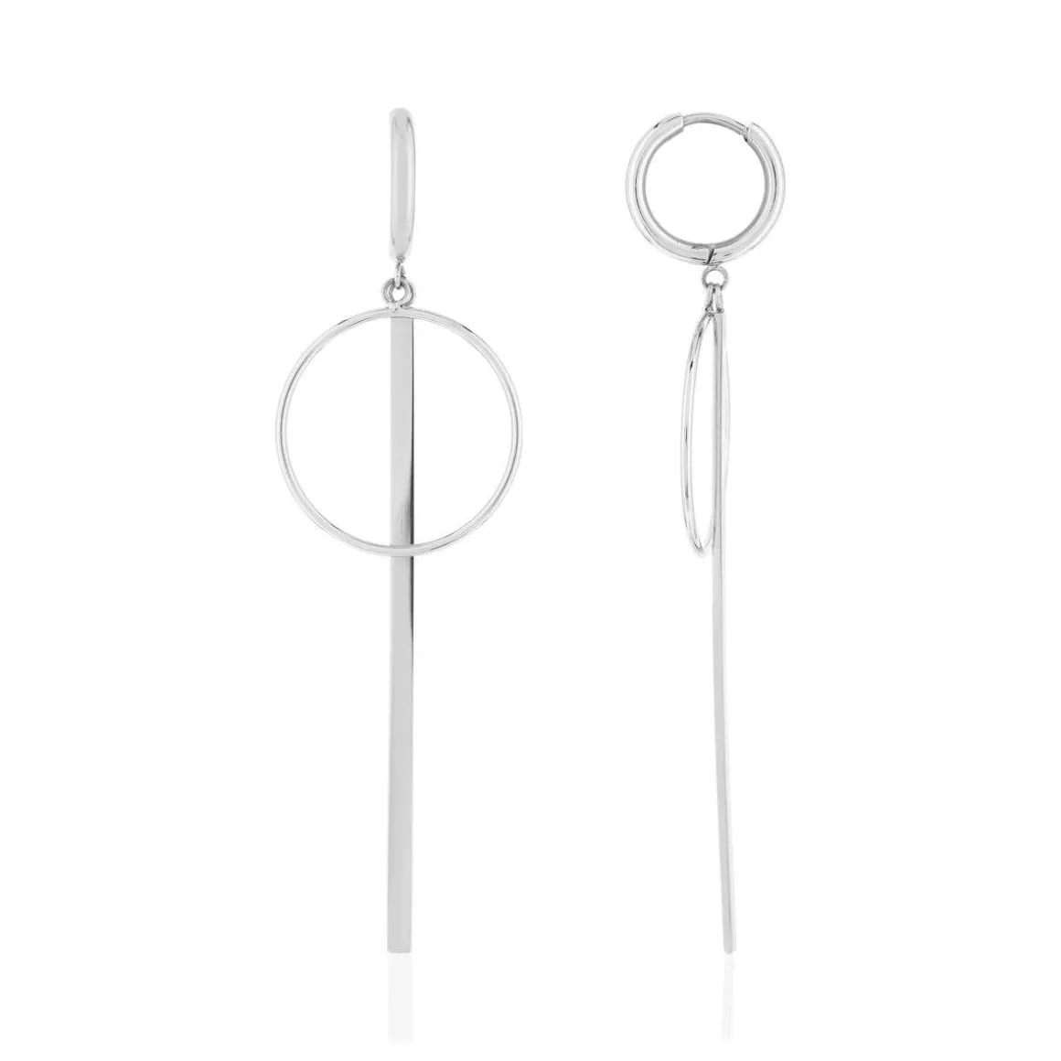 Boucles d'oreilles créoles pendant acier