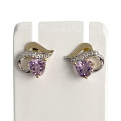 Boucles d'oreilles d'occasion or 375 2tons amethyste