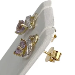 Boucles d'oreilles d'occasion or 375 2tons amethyste