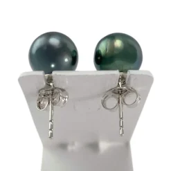Boucles d'oreilles d'occasion argent gris perles de Tahiti
