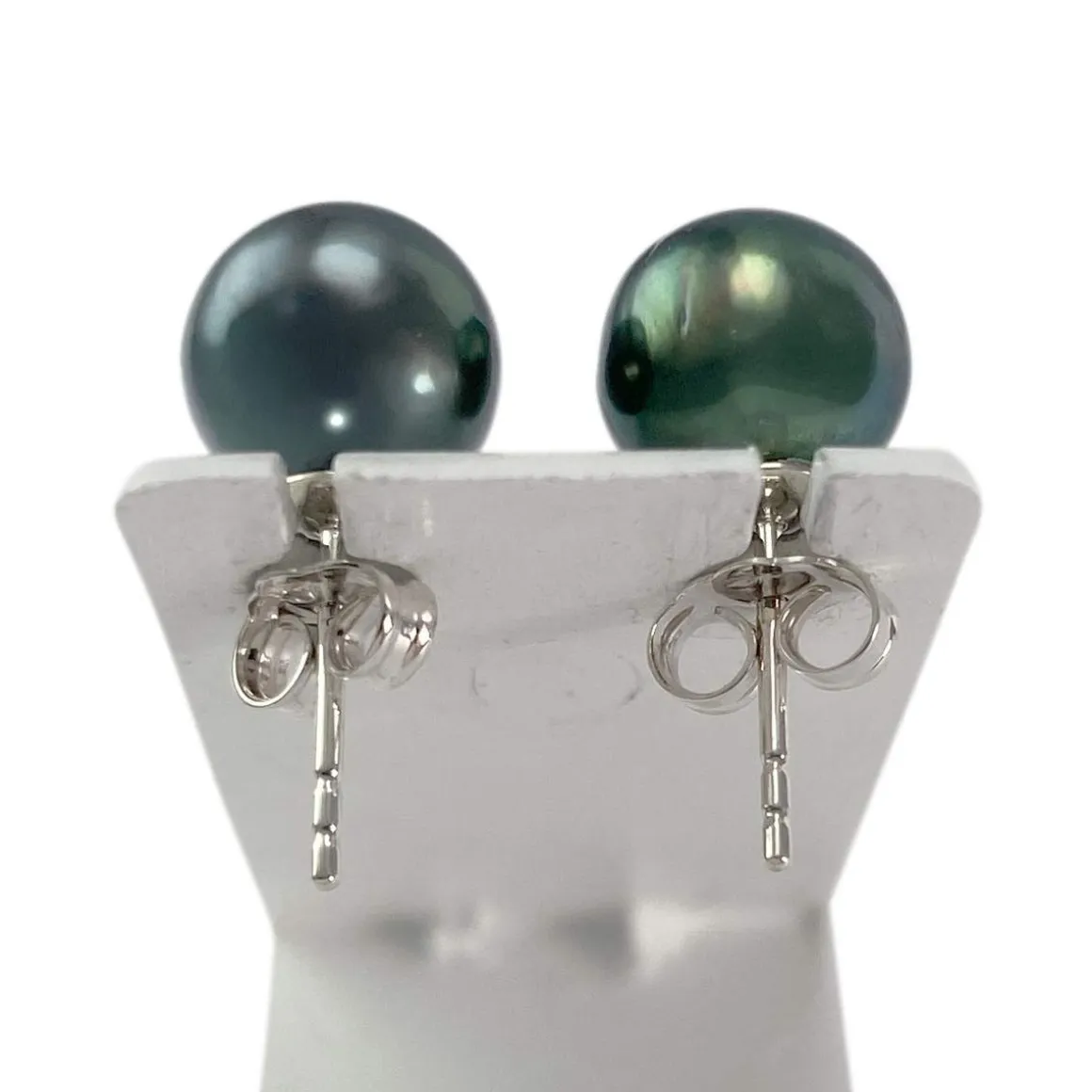 Boucles d'oreilles d'occasion argent gris perles de Tahiti