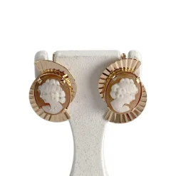 Boucles d'oreilles d'occasion or 750 jaune camee