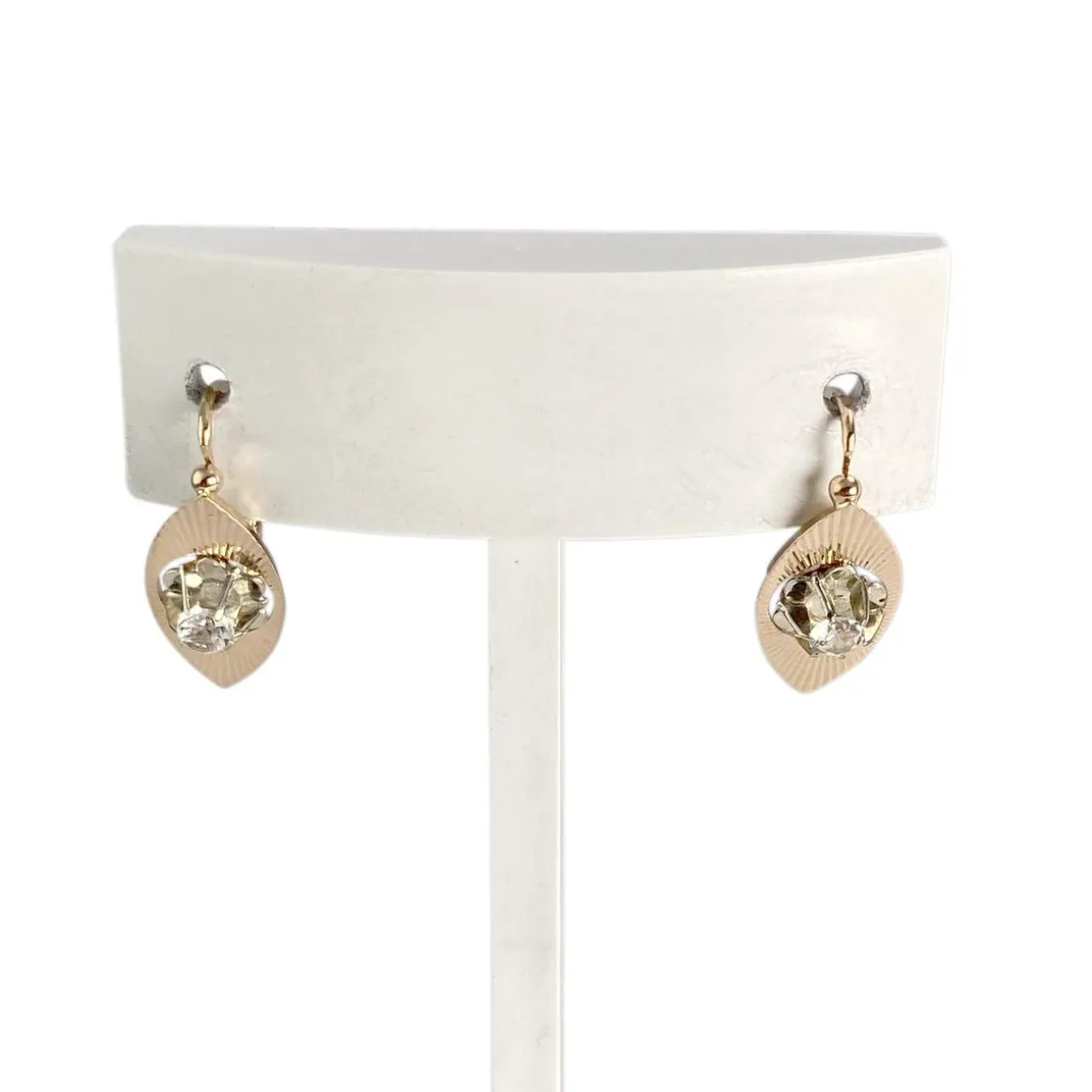 Boucles d'oreilles d'occasion 2 ors 750 pierres synthétiques