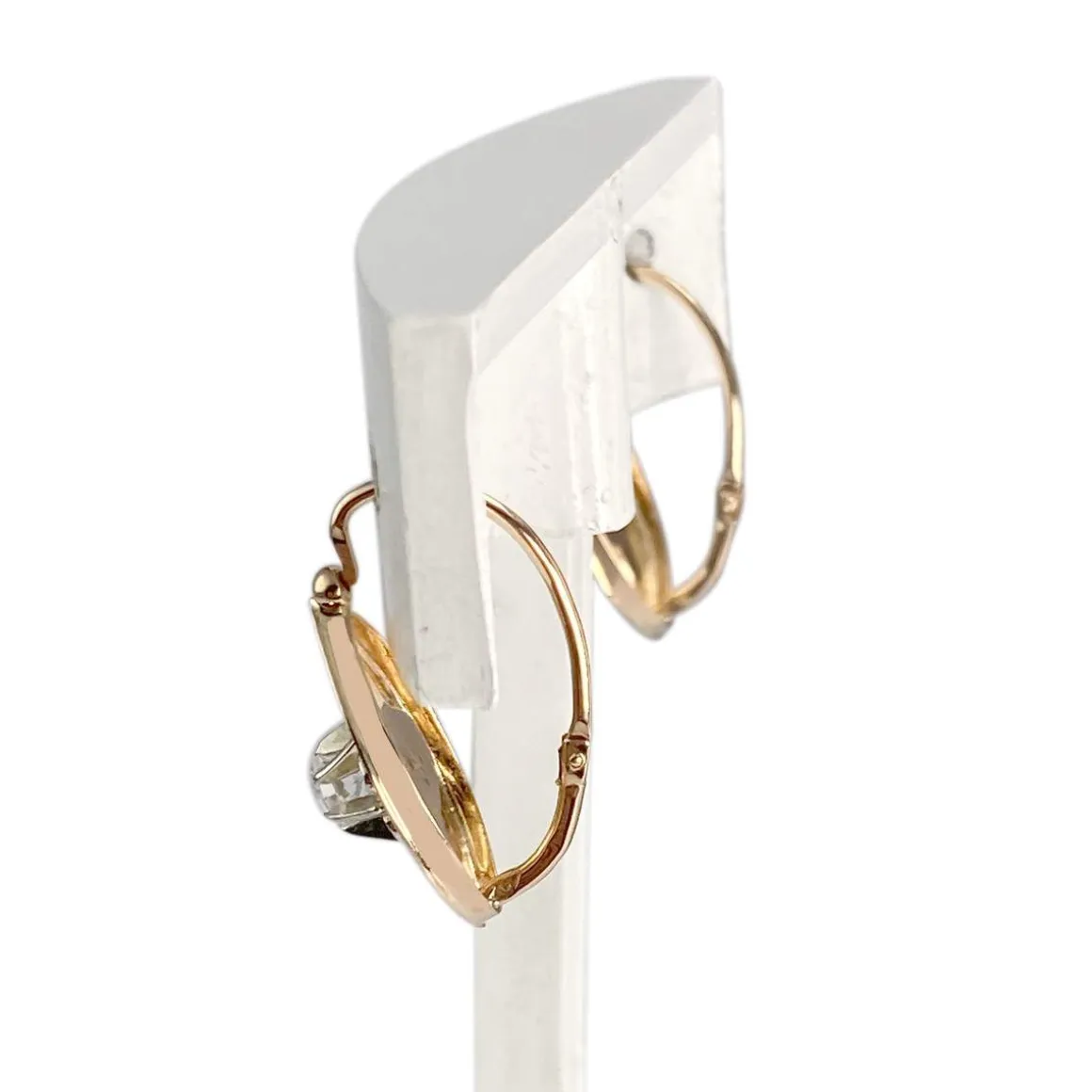 Boucles d'oreilles d'occasion 2 ors 750 pierres synthétiques