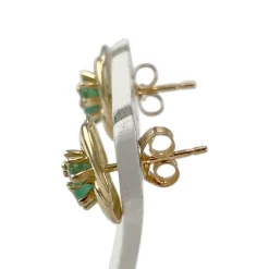Boucles d'oreilles d'occasion or 750 2 tons emeraudes