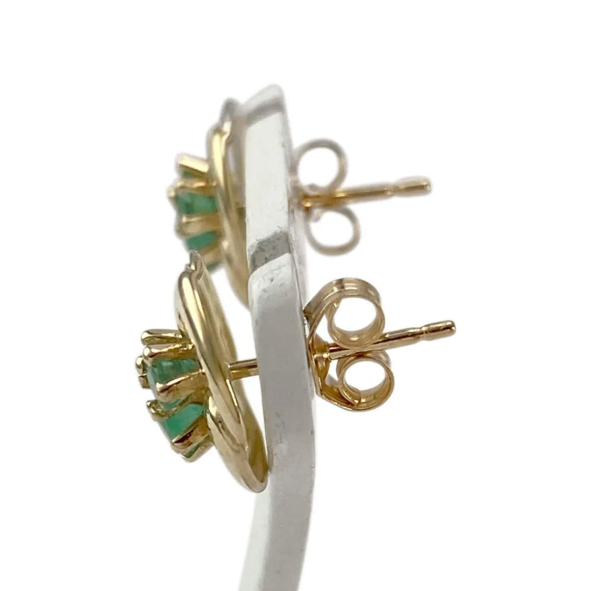 Boucles d'oreilles d'occasion or 750 2 tons emeraudes