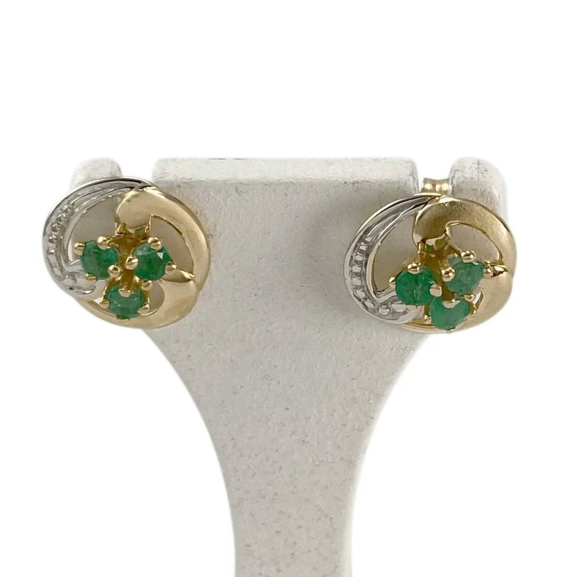 Boucles d'oreilles d'occasion or 750 2 tons emeraudes