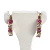 Boucles d'oreilles d'occasion or 750 jaune oxyde de zirconium rubis
