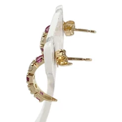 Boucles d'oreilles d'occasion or 750 jaune oxyde de zirconium rubis
