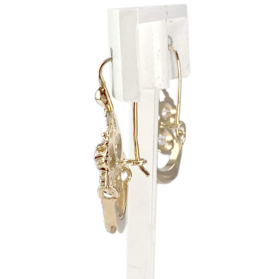 Boucles d'oreilles d'occasion or 750 jaune spinelles synthétiques