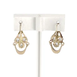 Boucles d'oreilles d'occasion or 750 jaune spinelles synthétiques