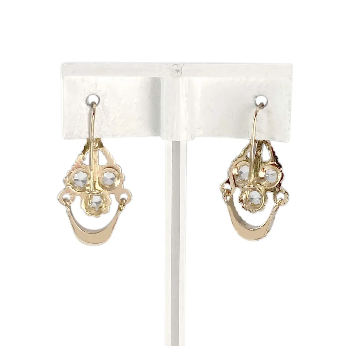 Boucles d'oreilles d'occasion or 750 jaune spinelles synthétiques