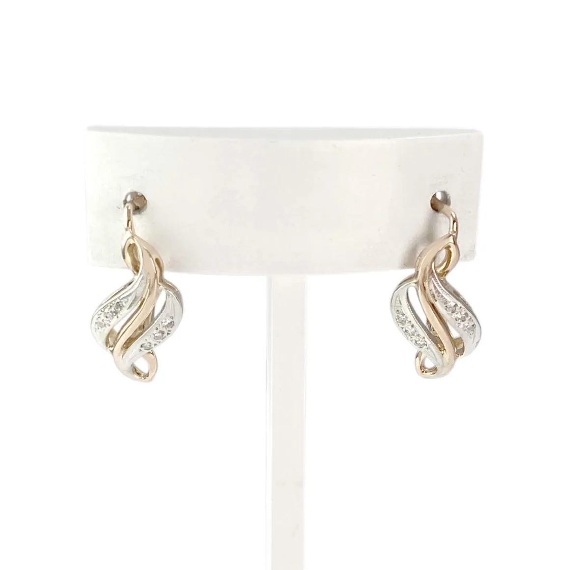 Boucles d'oreilles d'occasion 2 ors 585 diamants