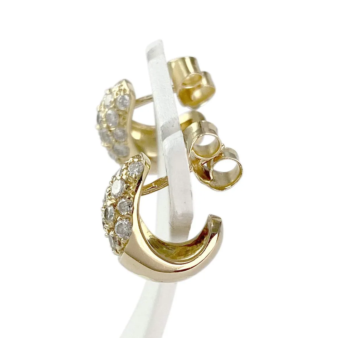 Boucles d'oreilles d'occasion or 750 jaune diamants
