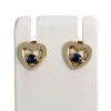 Boucles d'oreilles d'occasion or 750 jaune coeurs saphirs