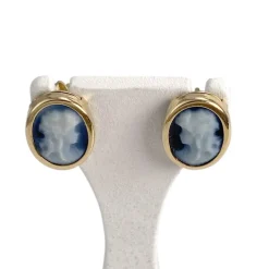 Boucles d'oreilles d'occasion or 750 jaune camées