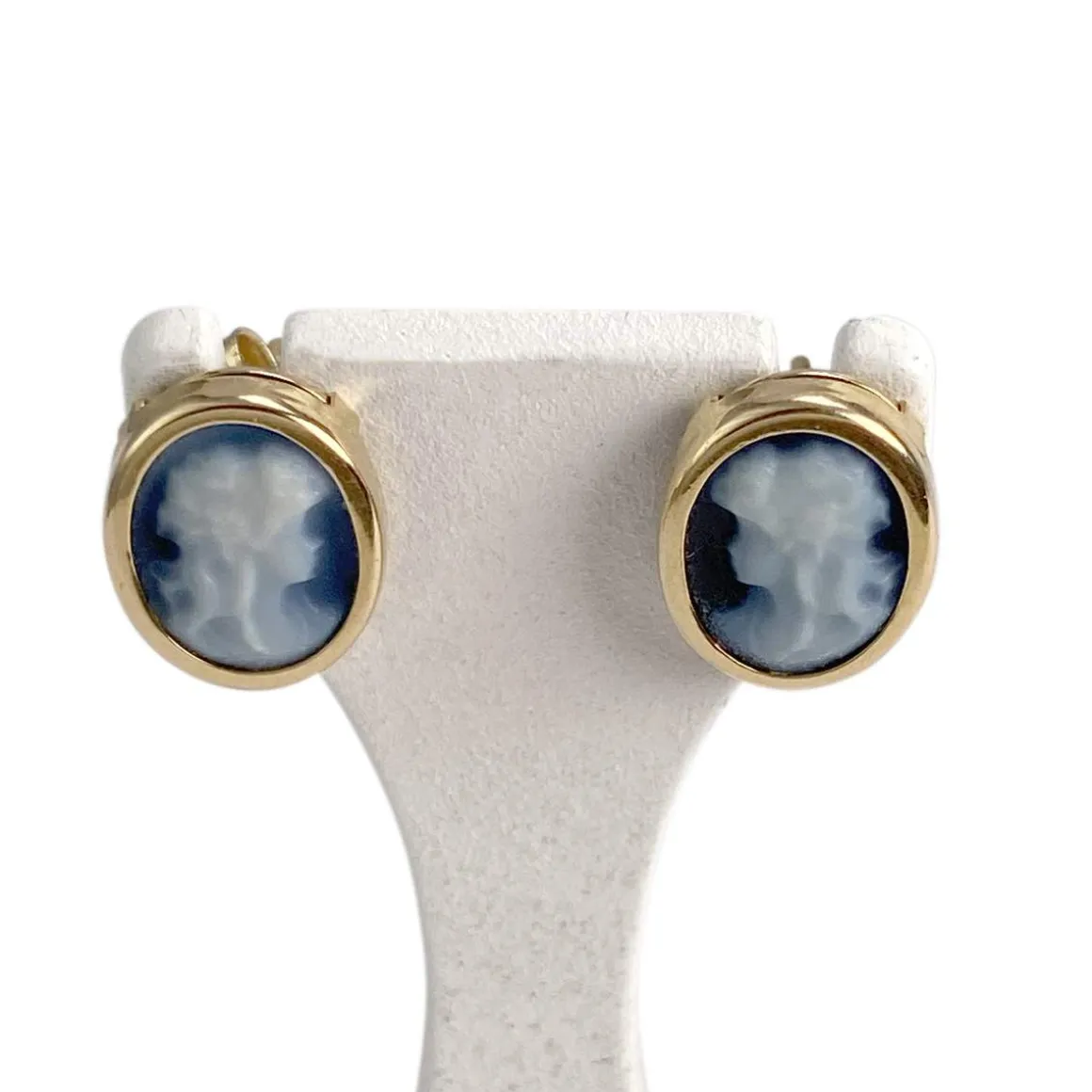 Boucles d'oreilles d'occasion or 750 jaune camées