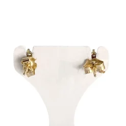 Boucles d'oreilles d'occasion or 750 jaune étoile zirconias rubis