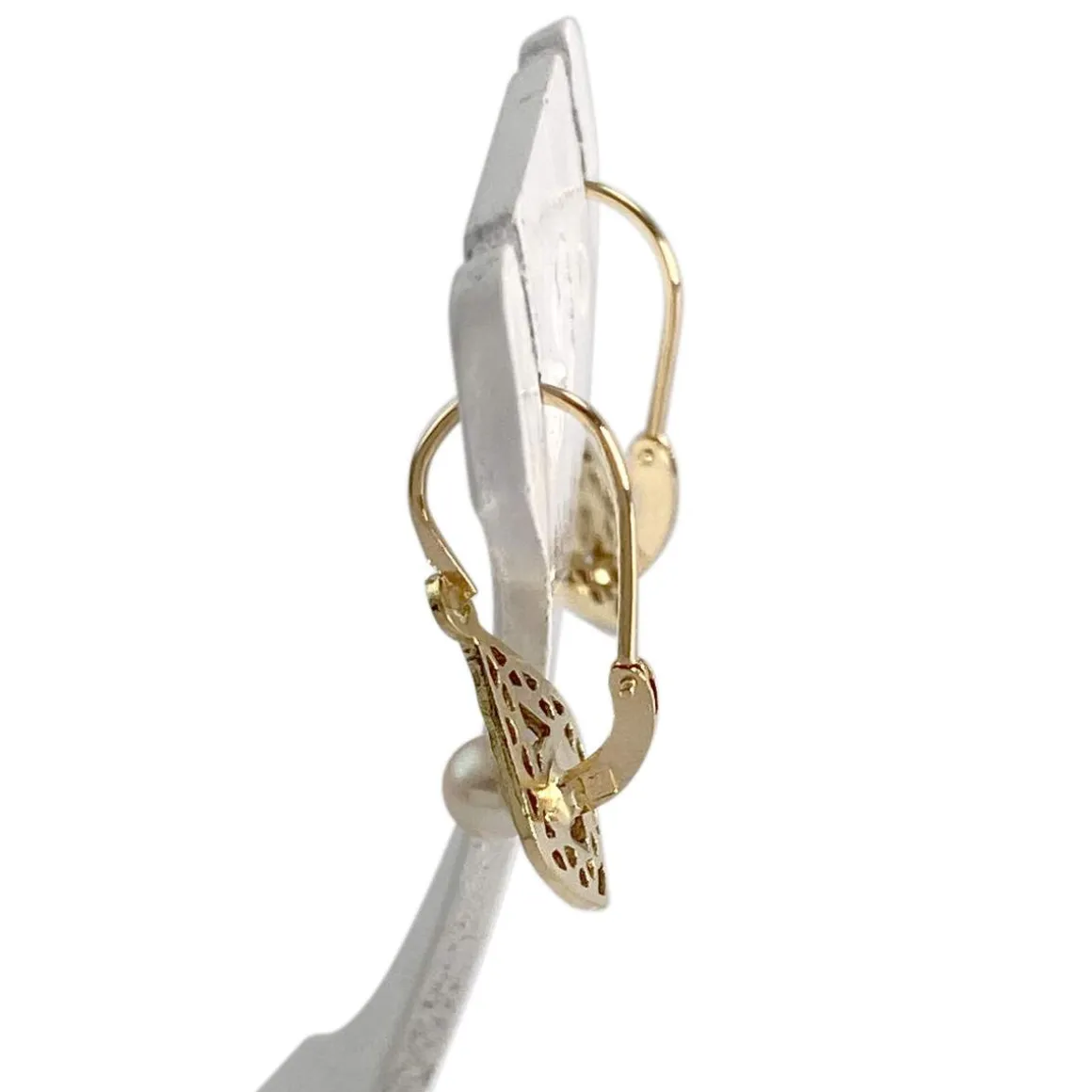 Boucles d'oreilles d'occasion or 750 jaune perle de culture
