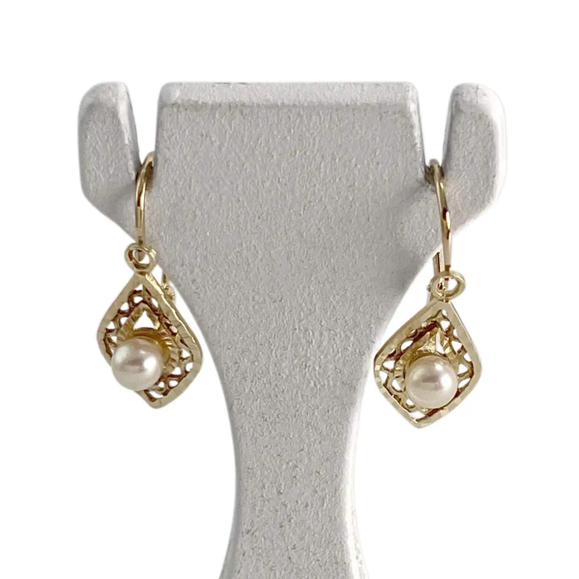 Boucles d'oreilles d'occasion or 750 jaune perle de culture