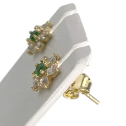 Boucles d'oreilles d'occasion or 750 jaune zirconias pierres synthétique