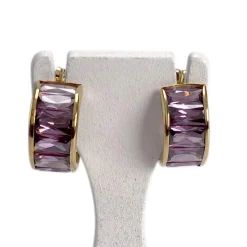 Boucles d'oreilles d'occasion or 585 jaune améthystes