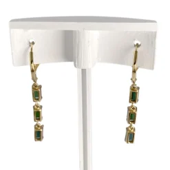 Boucles d'oreilles d'occasion or 750 jaune tourmalines vertes