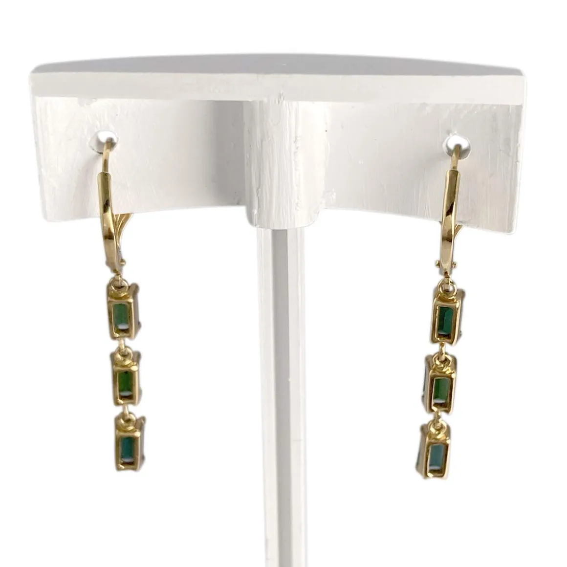 Boucles d'oreilles d'occasion or 750 jaune tourmalines vertes