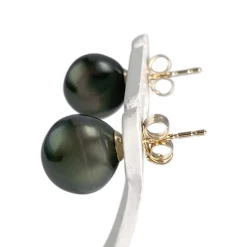 Boucles d'oreilles d'occasion or 375 jaune perle de tahiti