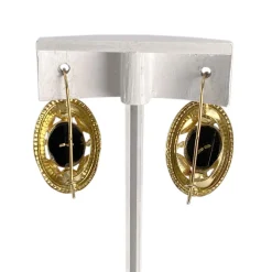 Boucles d'oreilles d'occasion or 750 jaune onyx