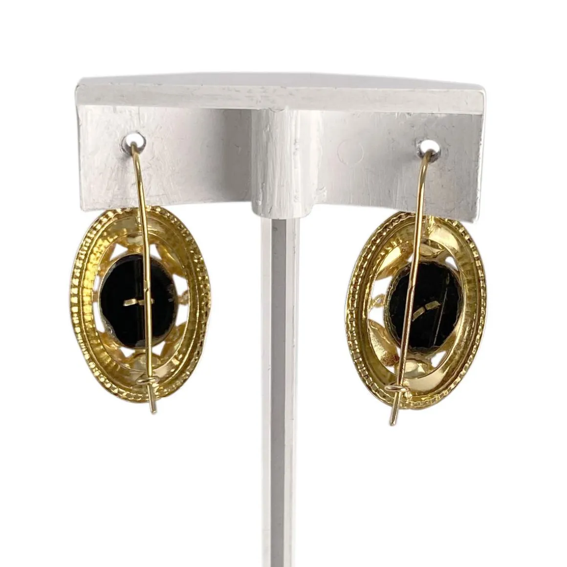 Boucles d'oreilles d'occasion or 750 jaune onyx