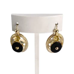 Boucles d'oreilles d'occasion or 750 jaune onyx