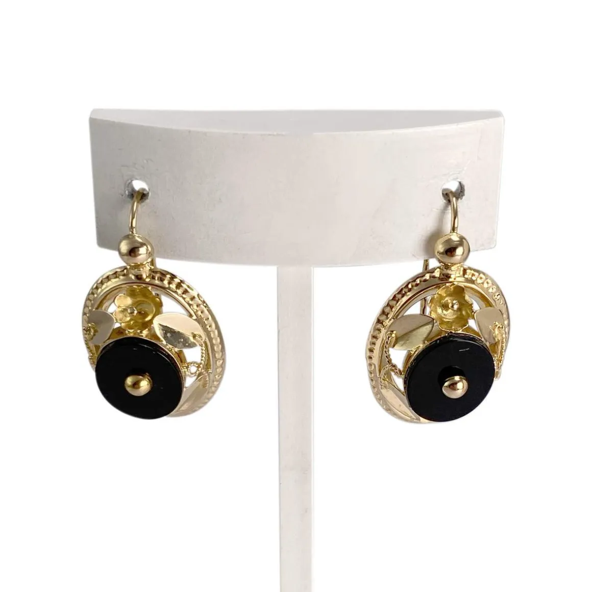 Boucles d'oreilles d'occasion or 750 jaune onyx