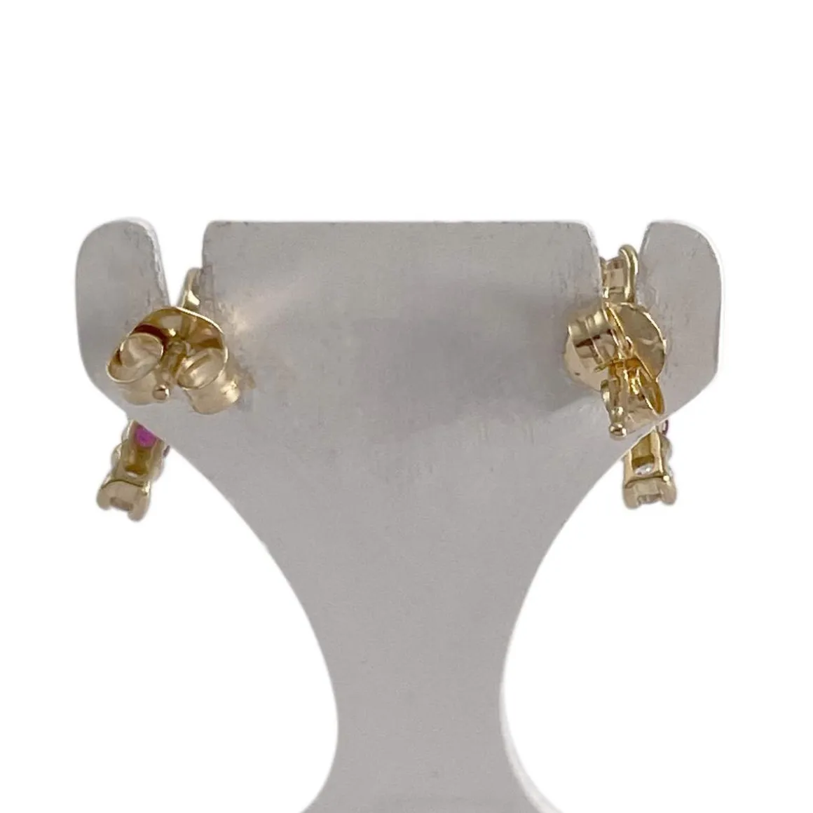 Boucles d'oreilles d'occasion or 750 jaunezirconias rubis