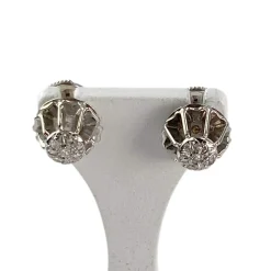 Boucles d'oreilles d'occasion or 750 blanc diamants
