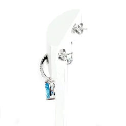 Boucles d'oreilles d'occasion or 750 blanc diamants et topazes