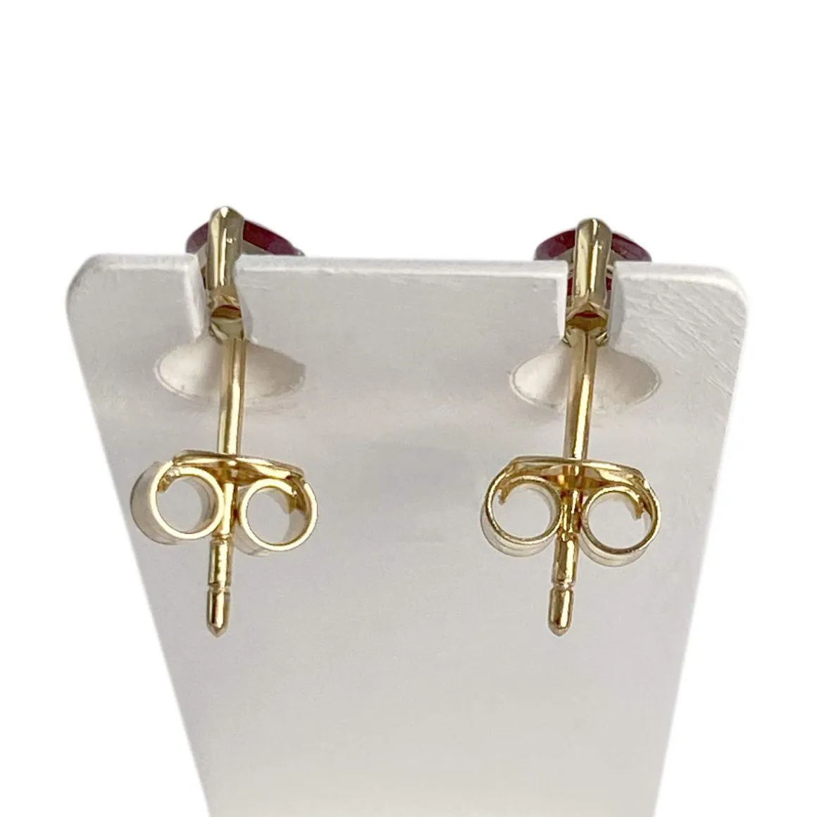 Boucles d'oreilles d'occasion or 750 jaune diamant rubis