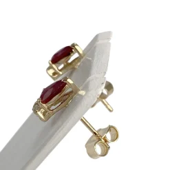 Boucles d'oreilles d'occasion or 750 jaune diamant rubis