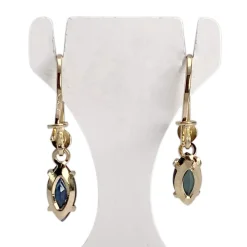 Boucles d'oreilles d'occasion or 750 jaune saphirs diamants