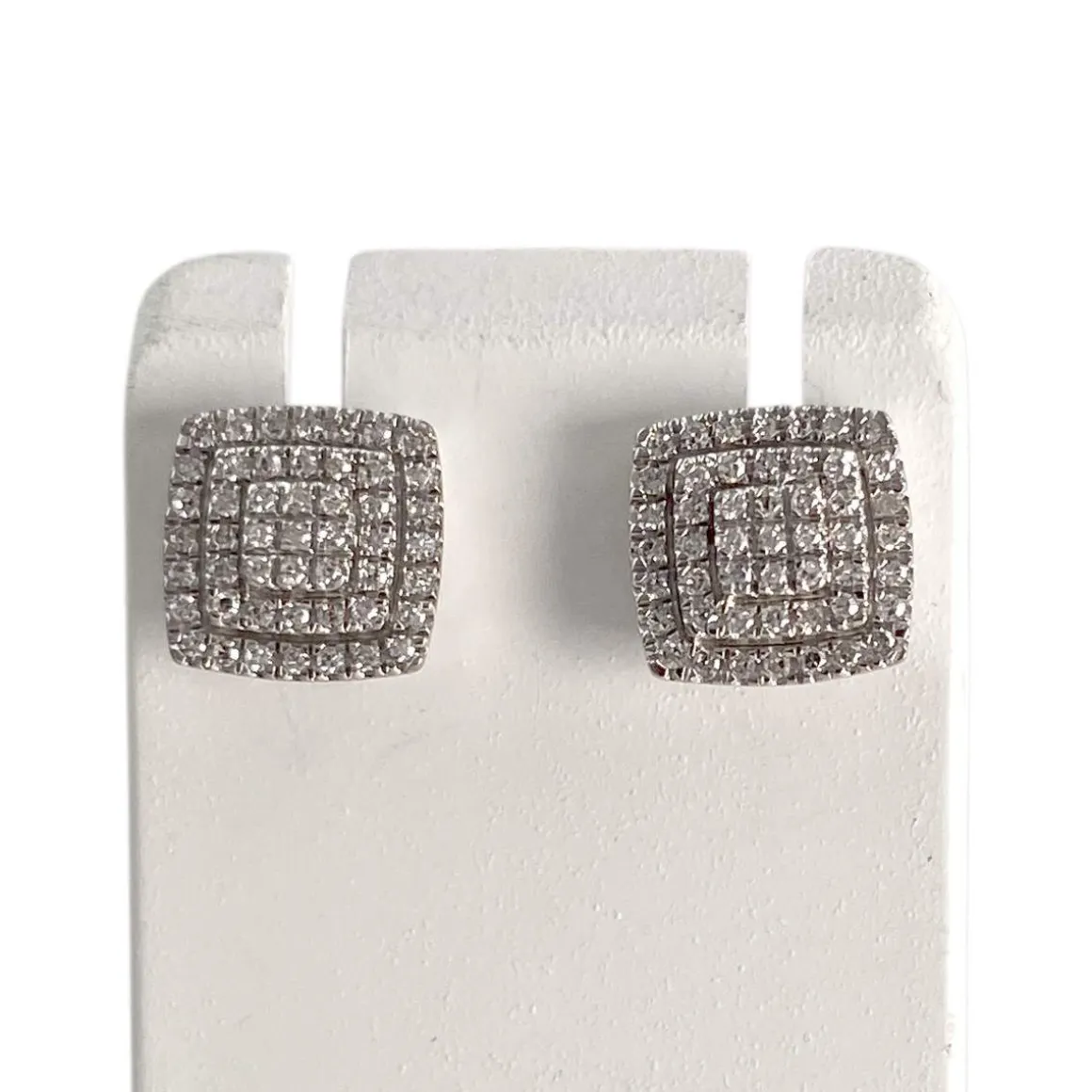 Boucles d'oreilles d'occasion or 750 blanc diamants