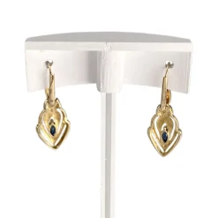 Boucles d'oreilles d'occasion or 750 2 tons diamant saphir