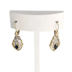 Boucles d'oreilles d'occasion  or 750 2 tons diamant saphir