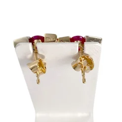 Boucles d'oreilles d'occasion or 750 2 tons diamant rubis