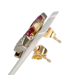 Boucles d'oreilles d'occasion or 750 2 tons diamant rubis