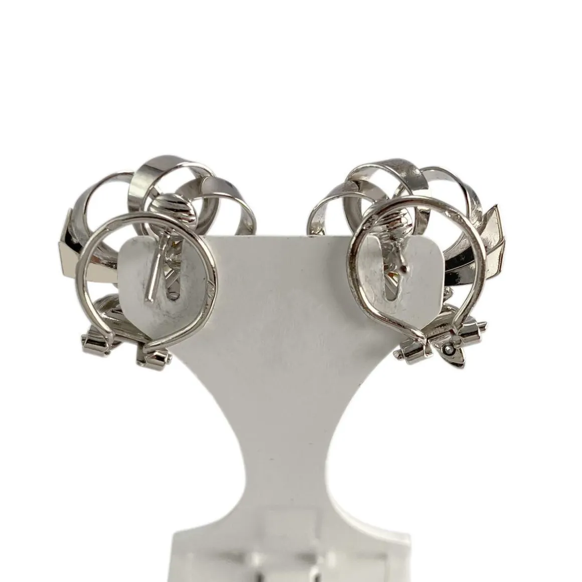 Boucles d'oreilles d'occasion or 750 blanc diamants, perles de culture