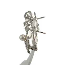 Boucles d'oreilles d'occasion or 750 blanc diamants, perles de culture
