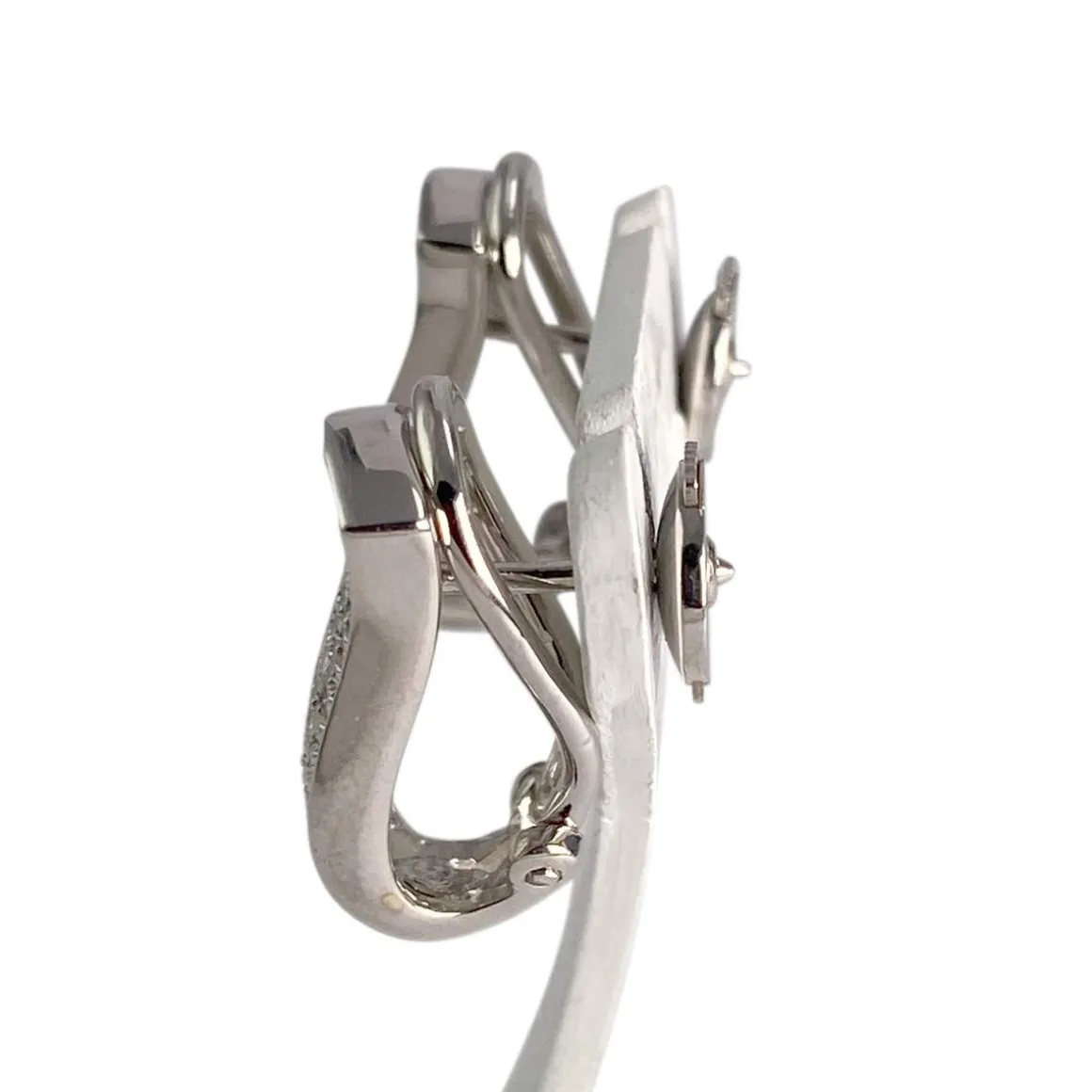 Boucles d'oreilles d'occasion or 750 blanc diamants
