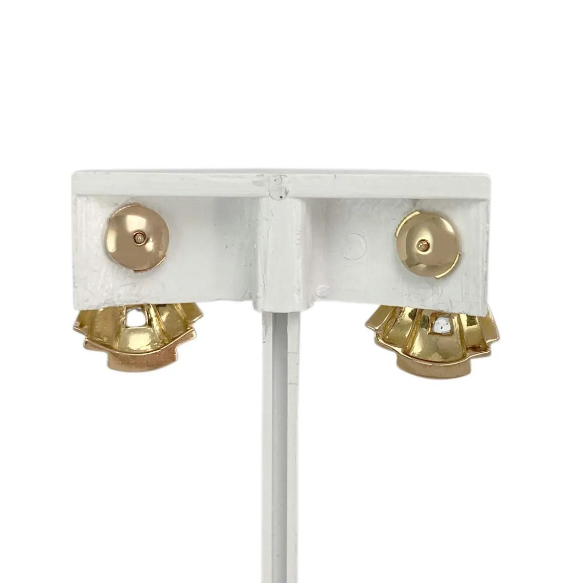 Boucles d'oreilles d'occasion or 750 jaune et rhodié diamants perles de culture